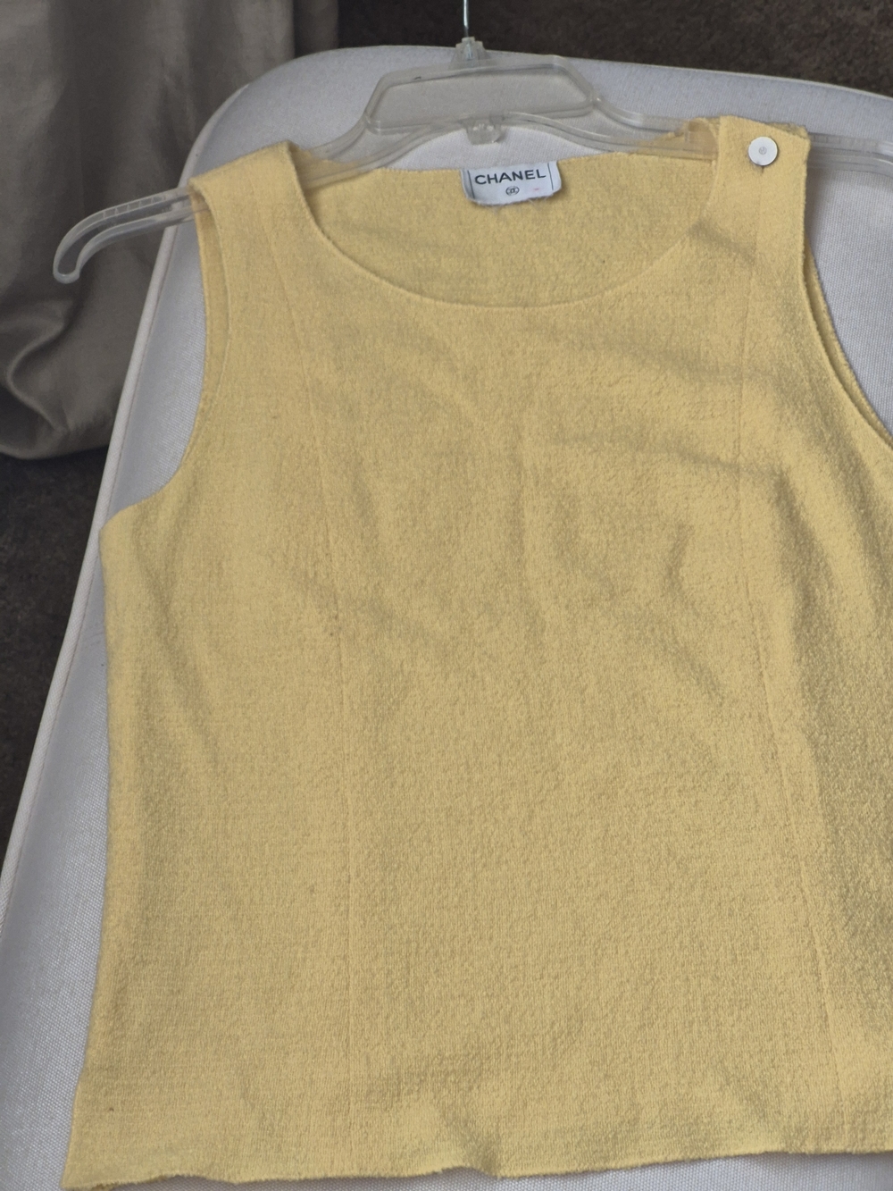Chanel Yellow Sleeveless Knit Top